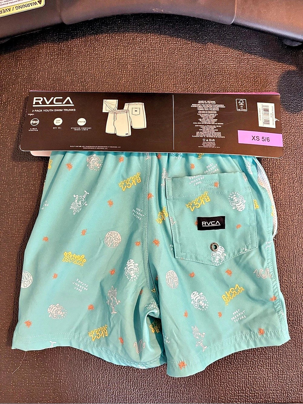 RVCA 2 Pack Volley Trunks Boys XS 5/6 2-Pack Swim Trunks NWT - Picture 4 of 4